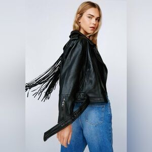 NastyGal
Real Leather Extreme Fringe Biker Jacket